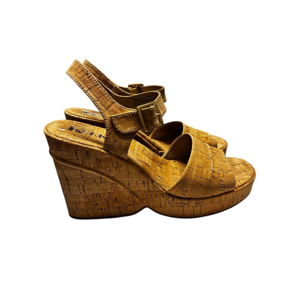 Korks Women's Bardot II Buckle Cork Wedge Heels Size 9M Natural Casual Vacation - Picture 2 of 6